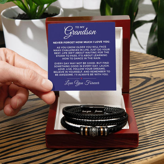 Gift For Grandson From Grandma | Forever Leather Bracelet 0866BT3