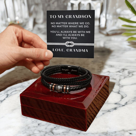 Gift For Grandson From Grandma | Always Leather Bracelet 0869BT2
