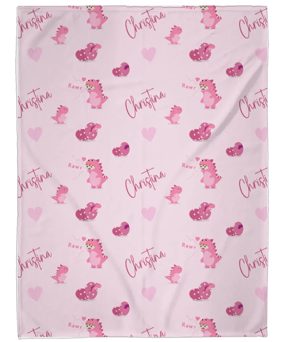 Personalized Gift | Custom Name Dinosaur Egg Blanket For Kids BL-13