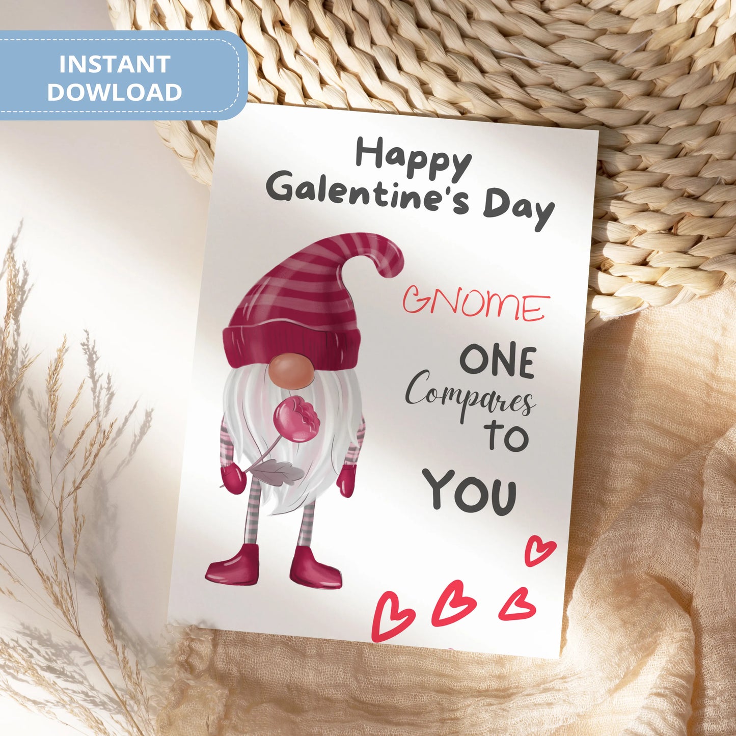 Valentines Card Printable Digital Download | Gnome One Compare To You 34