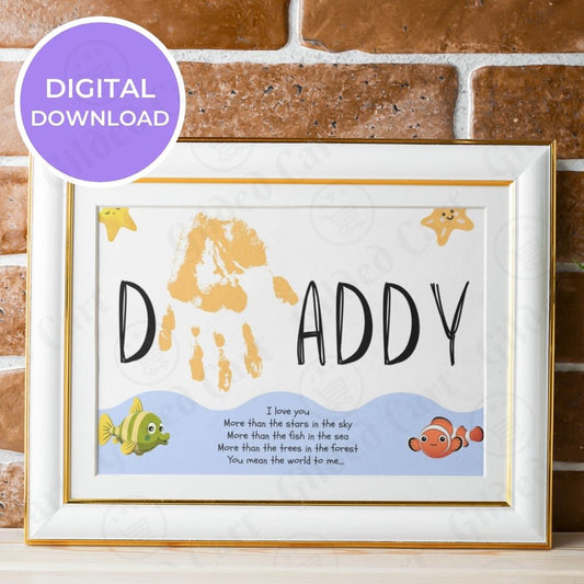Printable Handprint Art |Father's Day Birthday Digital Download Gift for Dad 032