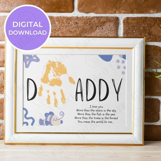 Printable Handprint Art |Father's Day Birthday Digital Download Gift for Dad 033