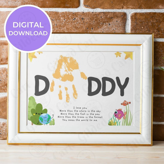 Printable Handprint Art |Father's Day Birthday Digital Download Gift for Dad 034