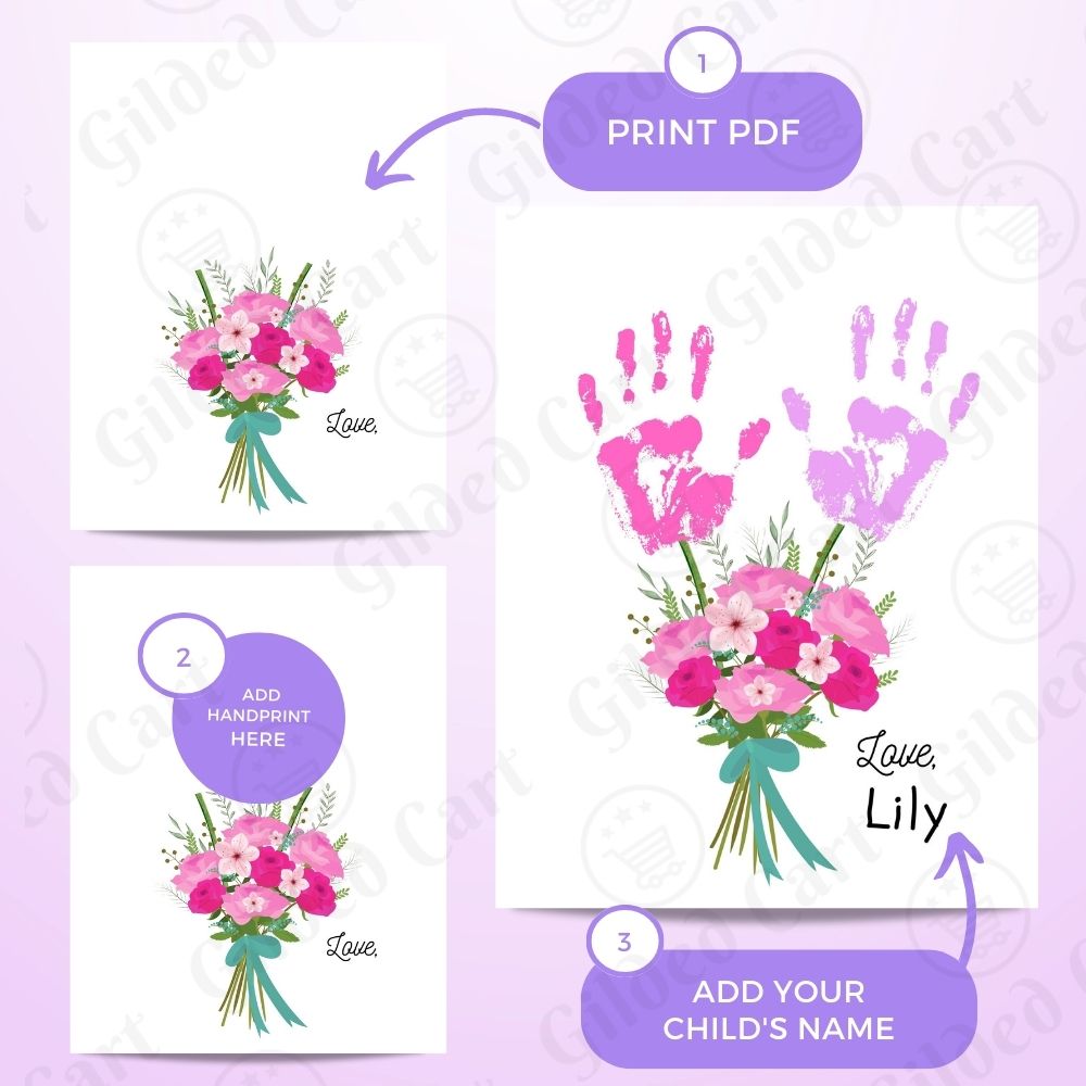 Printable Handprint Art | Flower Art Mother's Day Birthday Gift 10