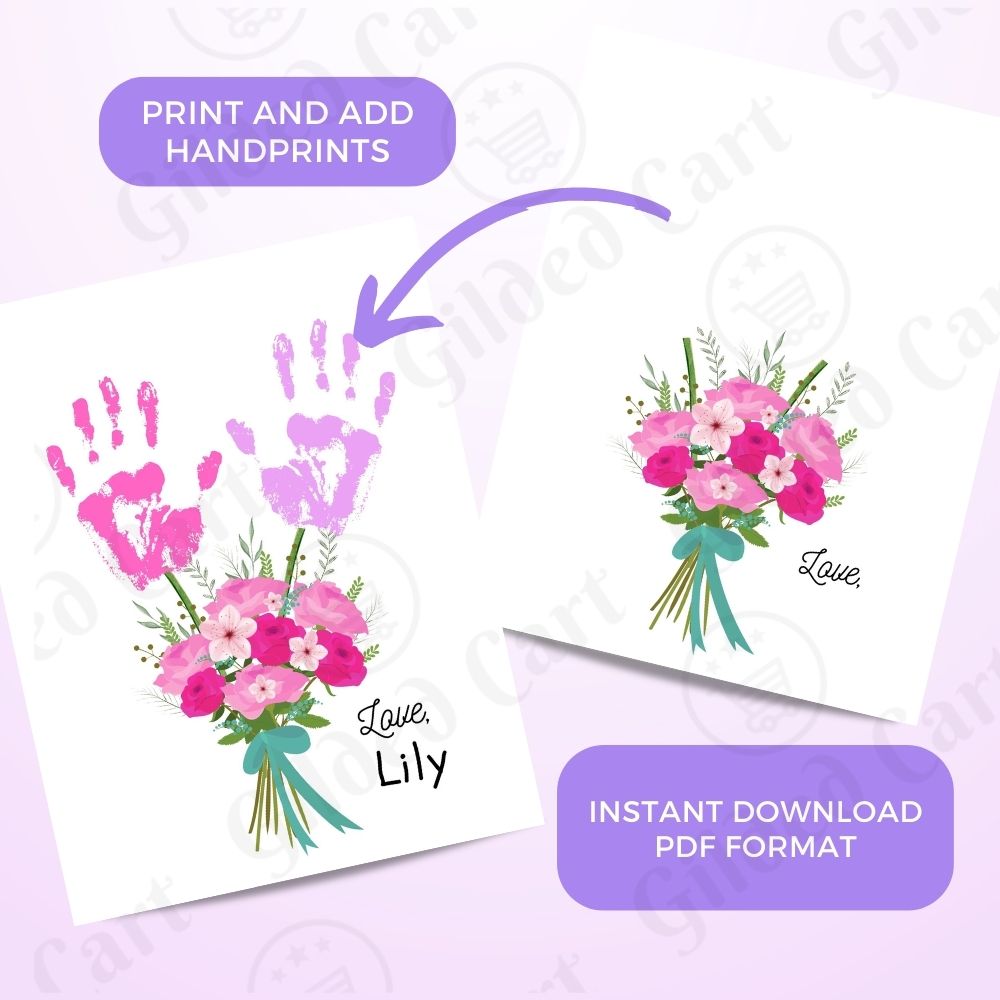 Printable Handprint Art | Flower Art Mother's Day Birthday Gift 10