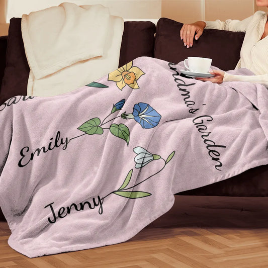 Personalized Gift | Custom Blanket For Grandmother | Grandma's Garden BL-08