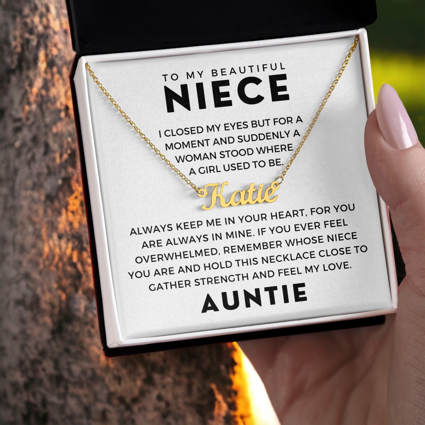 Personalized Niece Gift From Aunt | In My Heart Name Necklace 0631NNT9