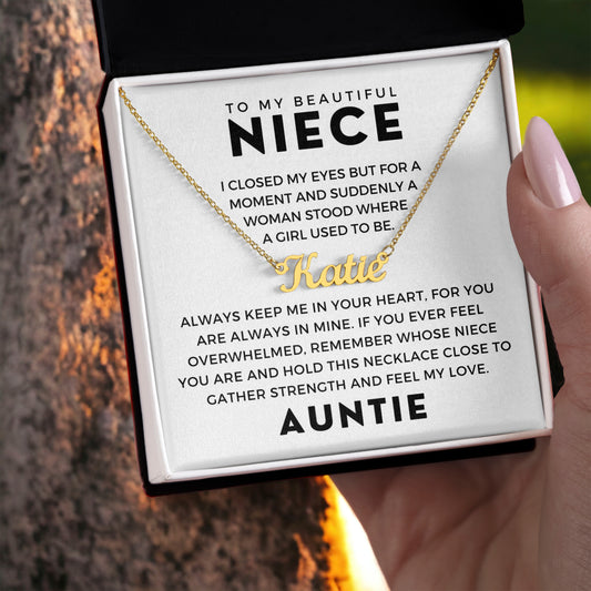 Personalized Niece Gift From Aunt | In My Heart Name Necklace  0631NNT9