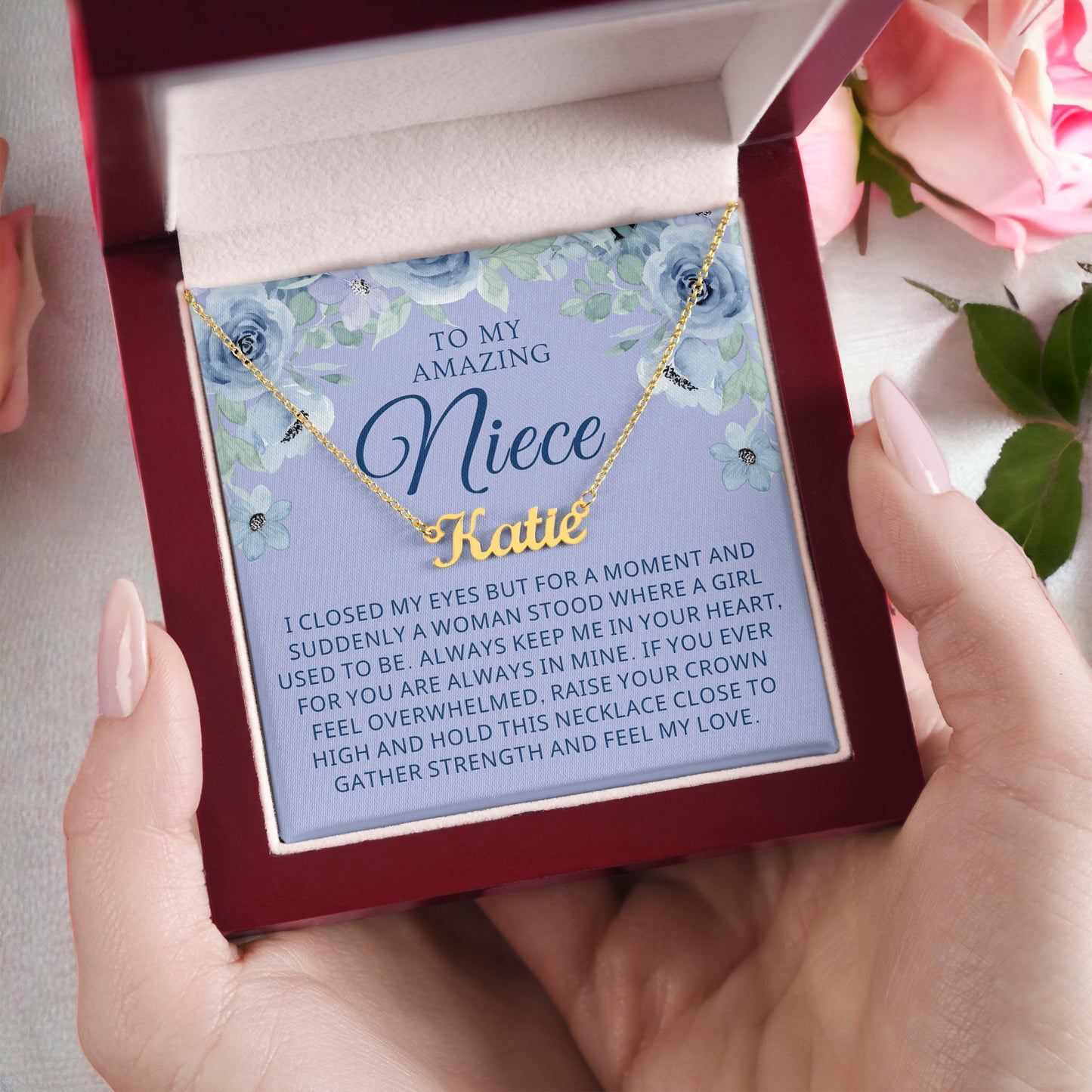 Personalized Niece Gift From Aunt | In My Heart Name Necklace 0632NNT13