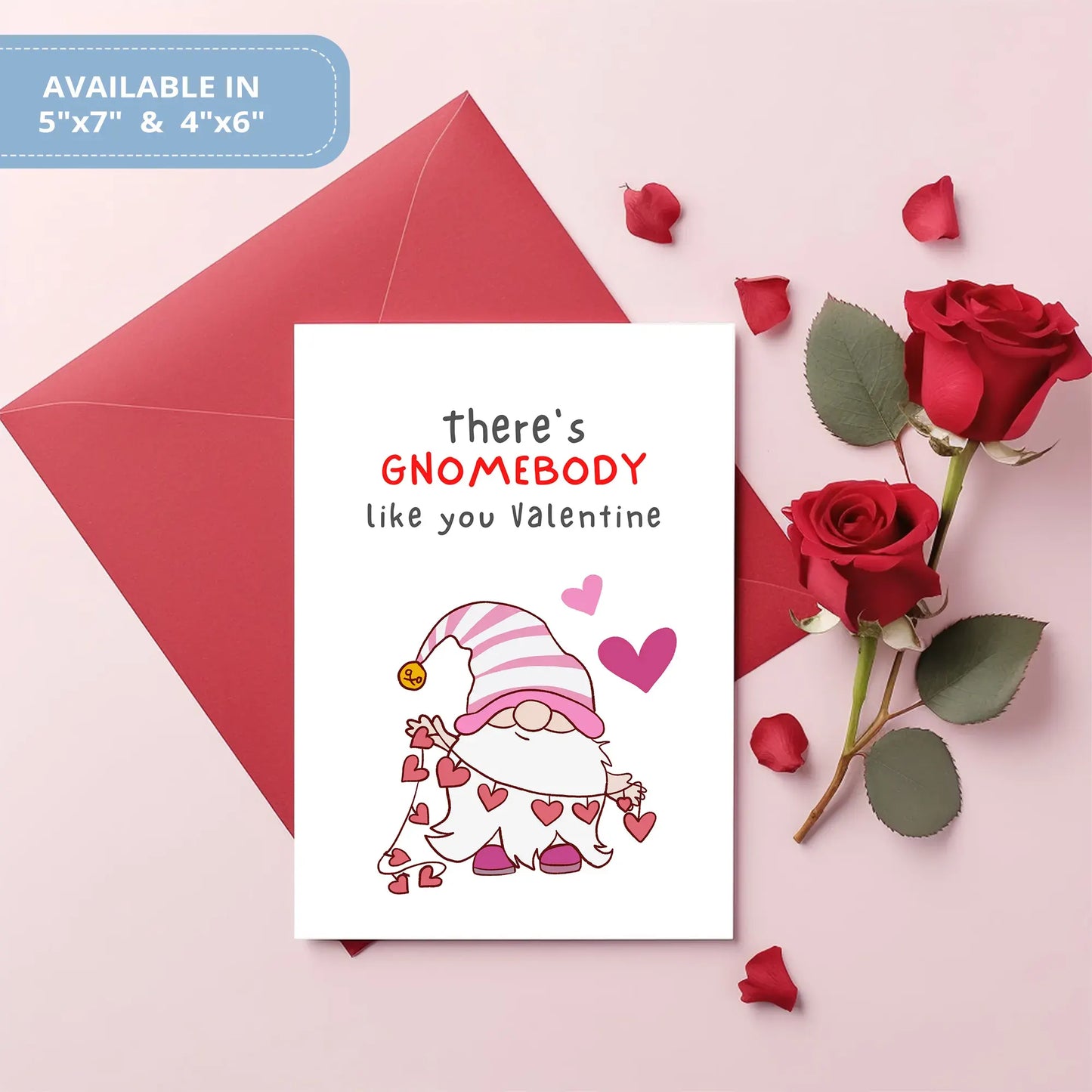 Valentines Card Printable Digital Download | There's Gnomebody Like You Valentine 43