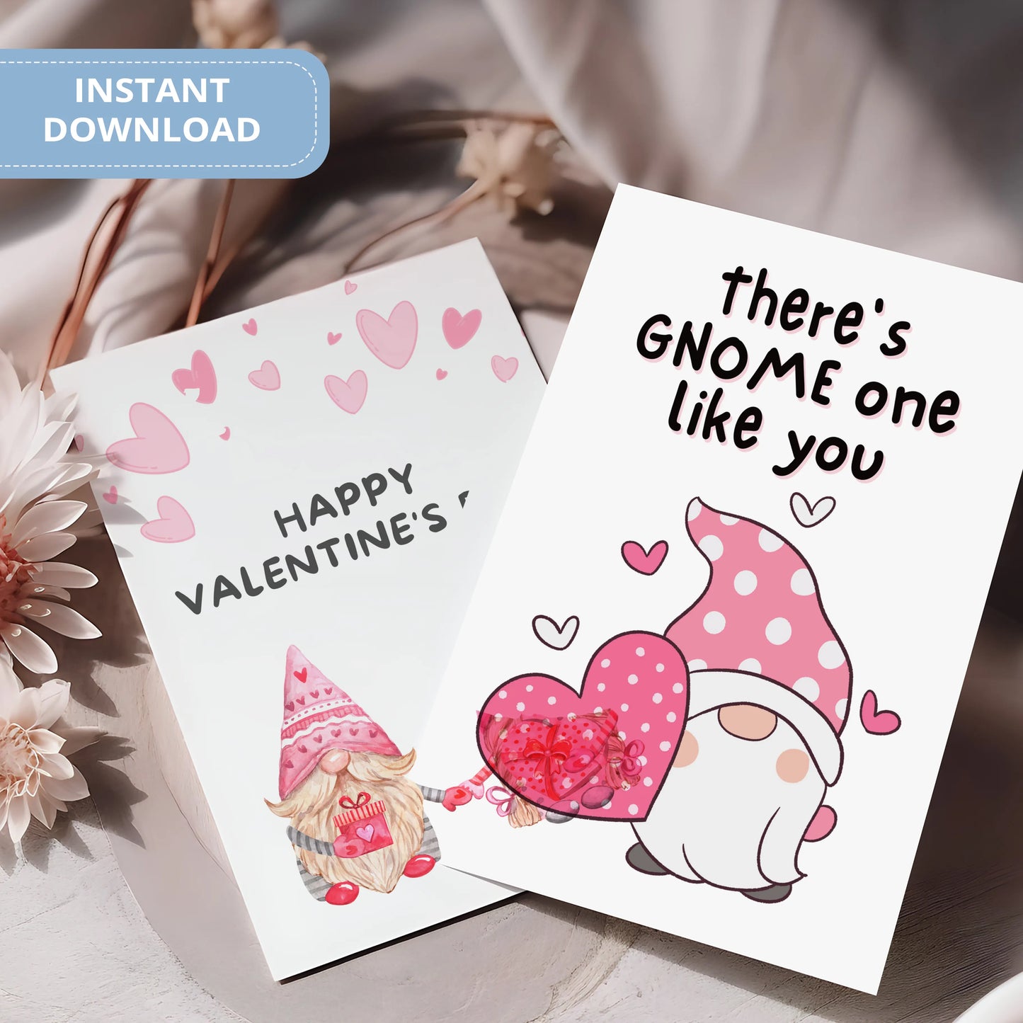 Valentines Card Printable Digital Download | There's Gnome One Like You 39