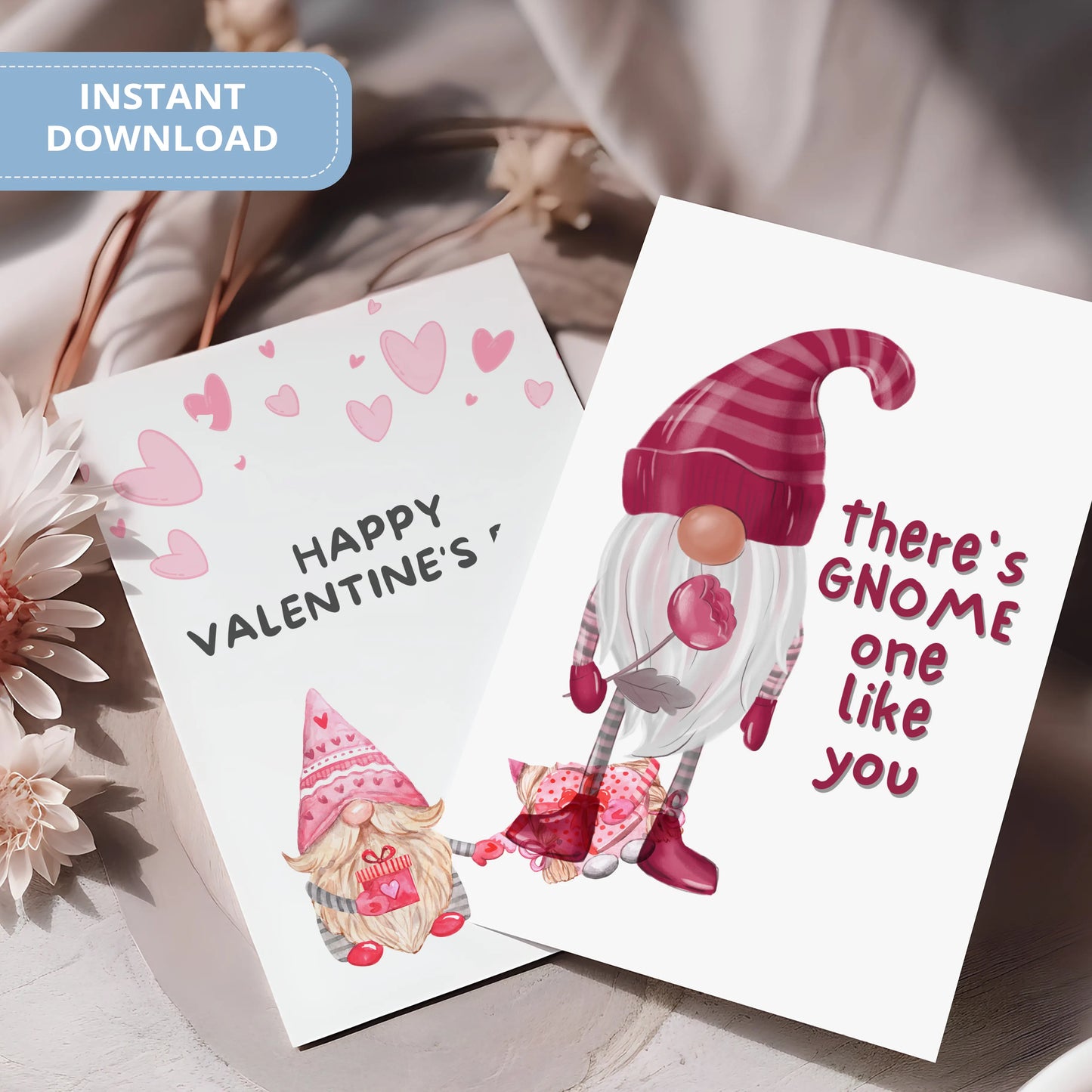 Valentines Card Printable Digital Download | There's Gnome One Like You 38
