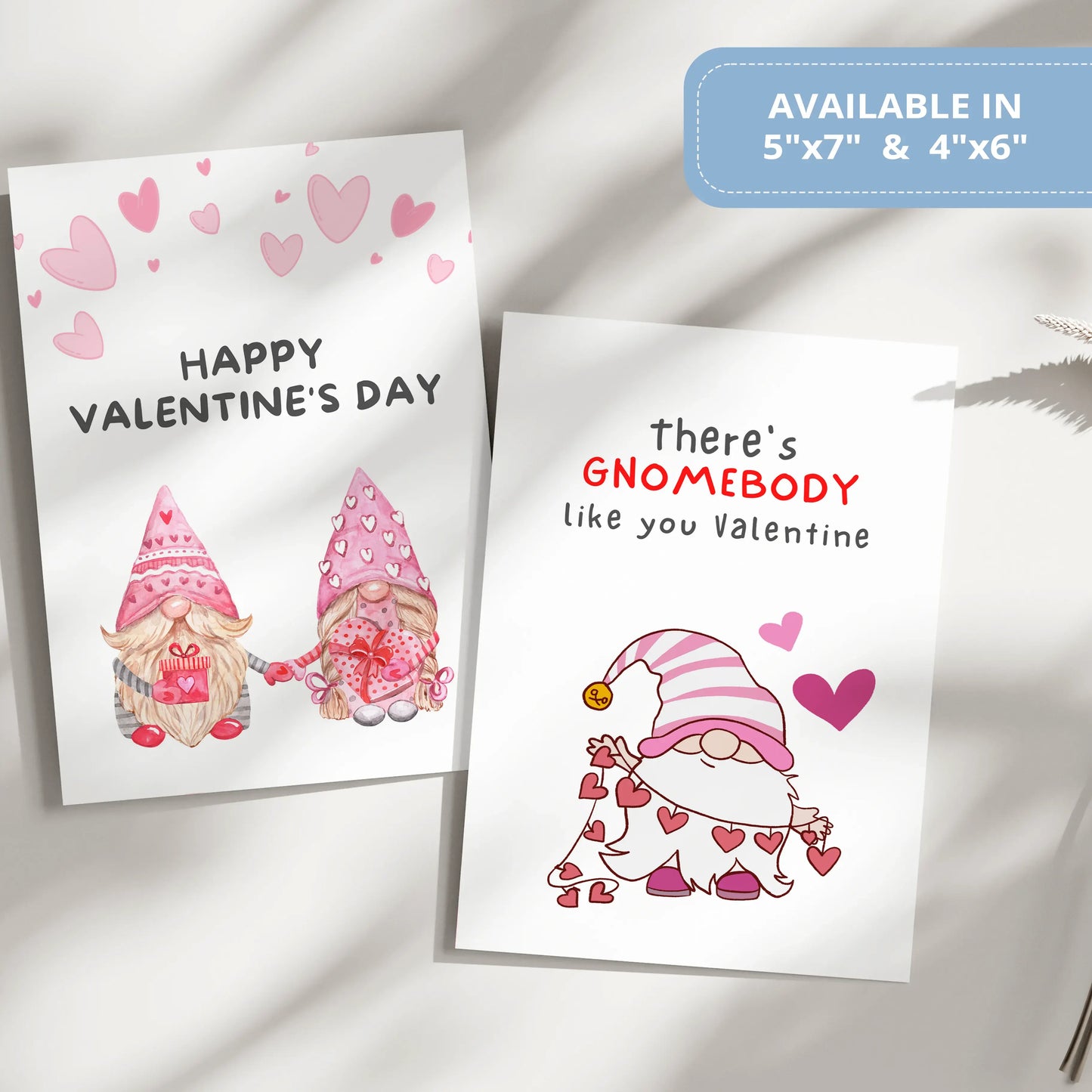 Valentines Card Printable Digital Download | There's Gnomebody Like You Valentine 43