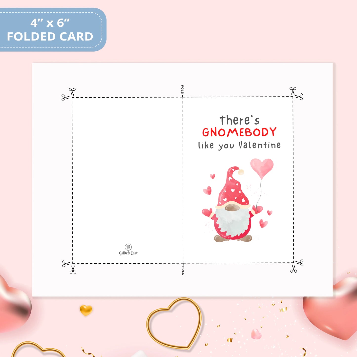 Valentines Card Printable Digital Download | There's Gnomebody Like You Valentine 42