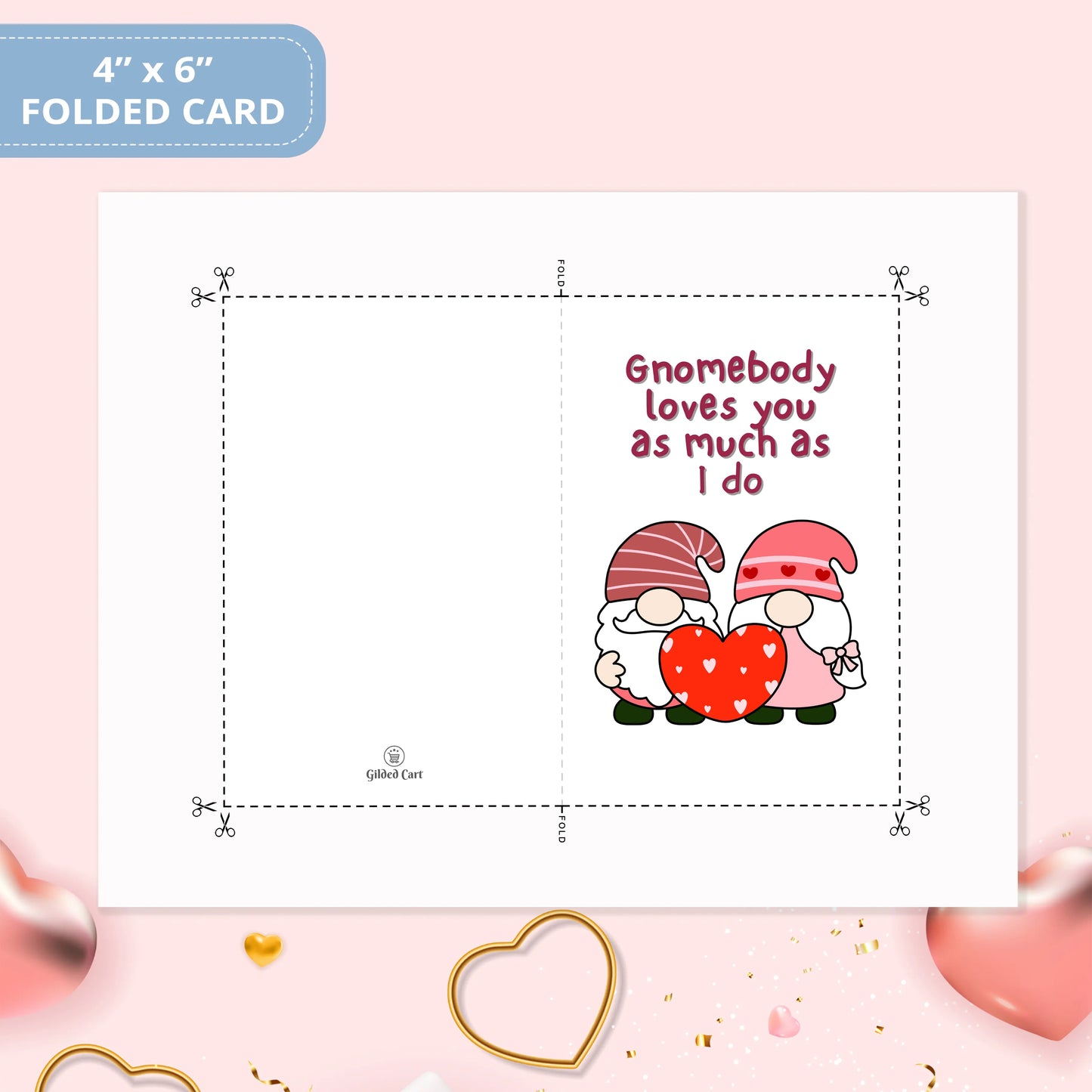 Valentines Card Printable Digital Download | Gnomebody Loves You As Much As I Do 40