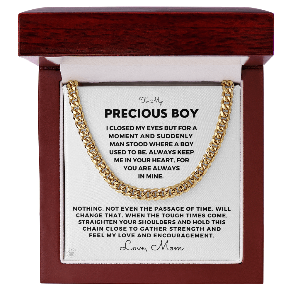 Gift for Adult Son From Mom | In Your Heart Cuban Link Chain 0596T3