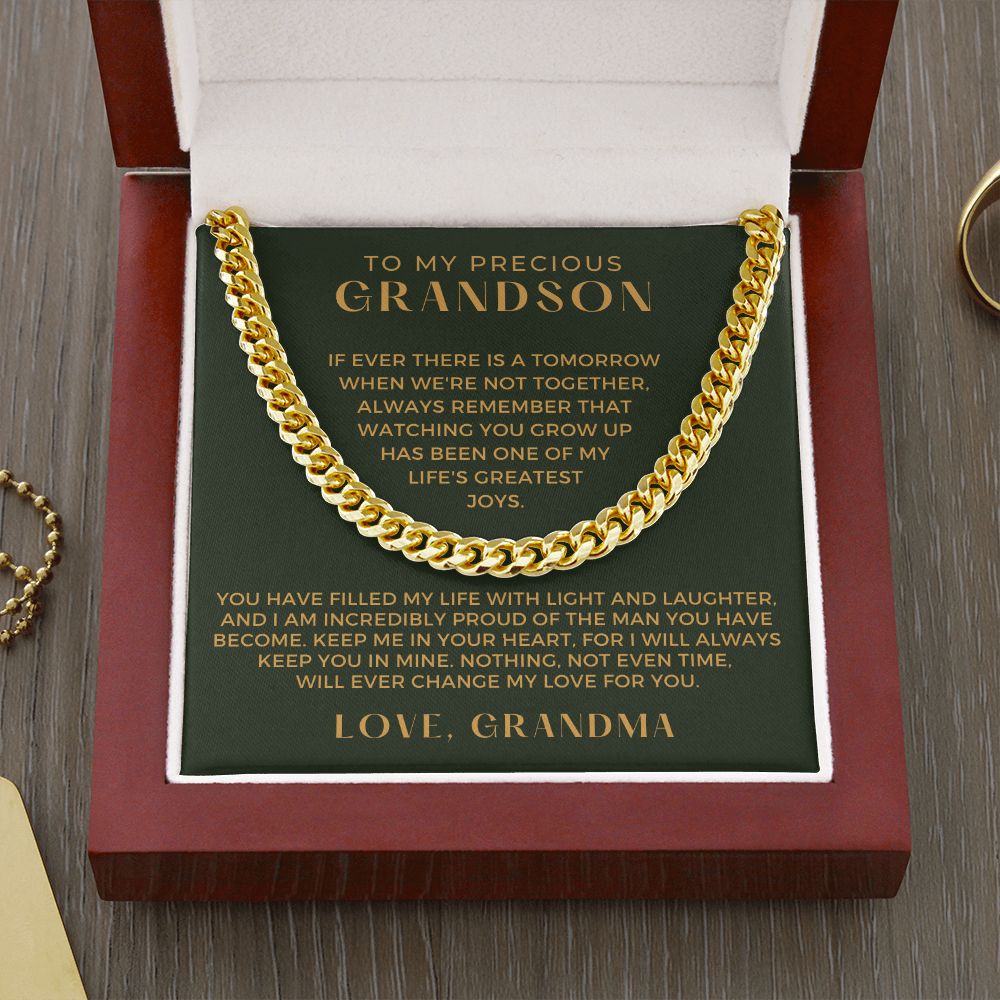 Grandson Gift from Grandma | In Your Heart Cuban Link Chain 0617T17
