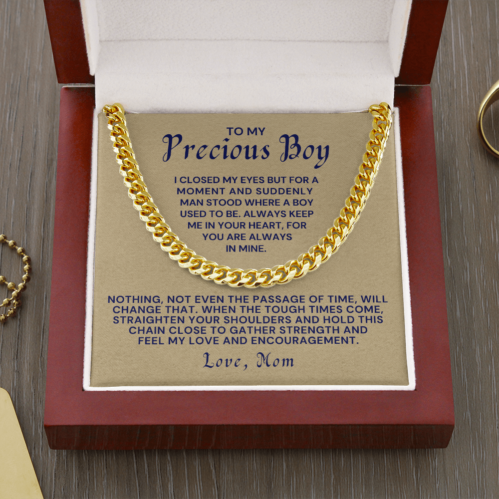 Gift for Adult Son From Mom | In Your Heart Cuban Link Chain 0596T9
