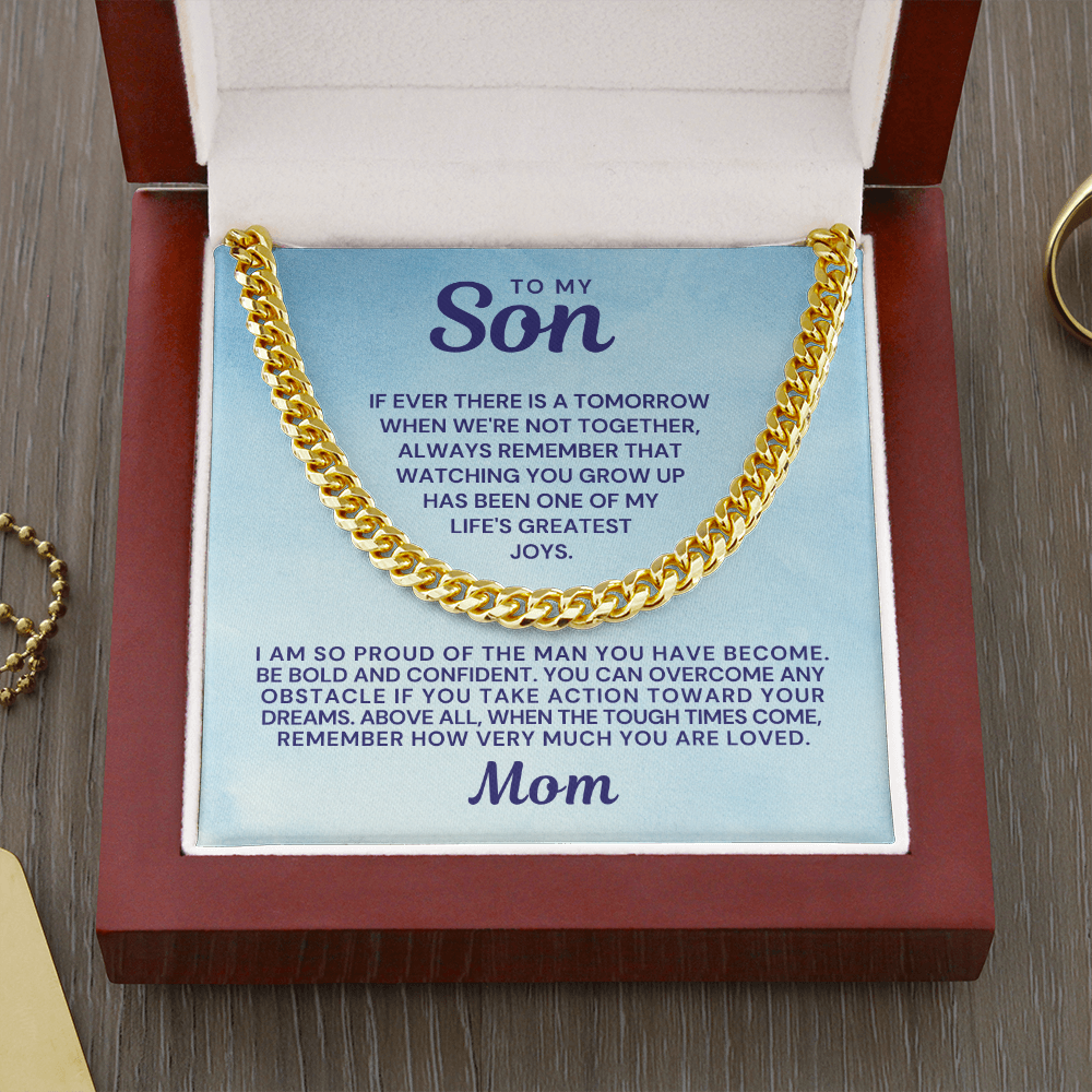 Gift for Adult Son From Mom | So Proud Cuban Link Chain 0594T10