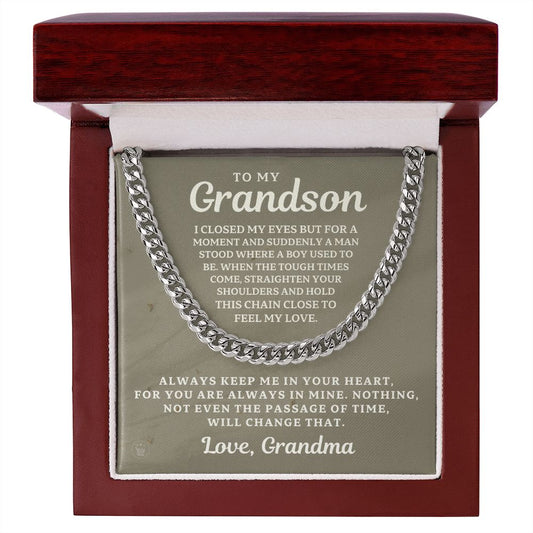 Grandson Gift from Grandma | In Your Heart Cuban Link Chain 0612T15