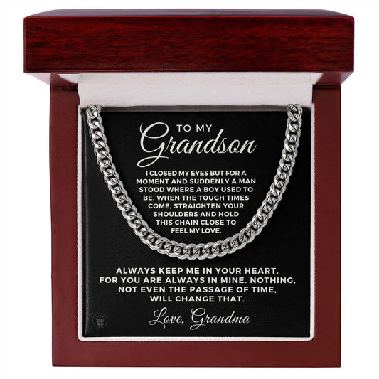 Grandson Gift from Grandma | In Your Heart Cuban Link Chain 0612T5