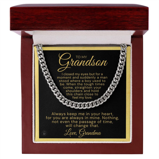 Grandson Gift from Grandma | In Your Heart Cuban Link Chain 0612T11