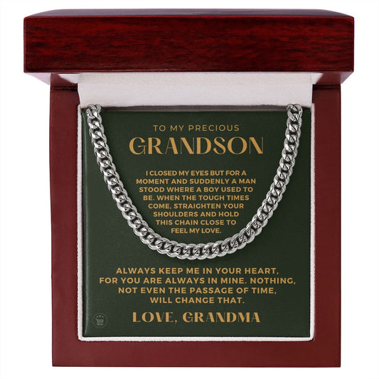 Grandson Gift from Grandma | In Your Heart Cuban Link Chain 0612T13