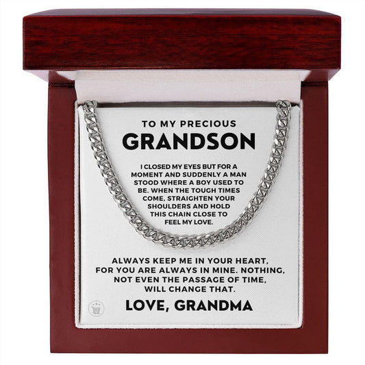 Grandson Gift from Grandma | In Your Heart Cuban Link Chain 0612T2
