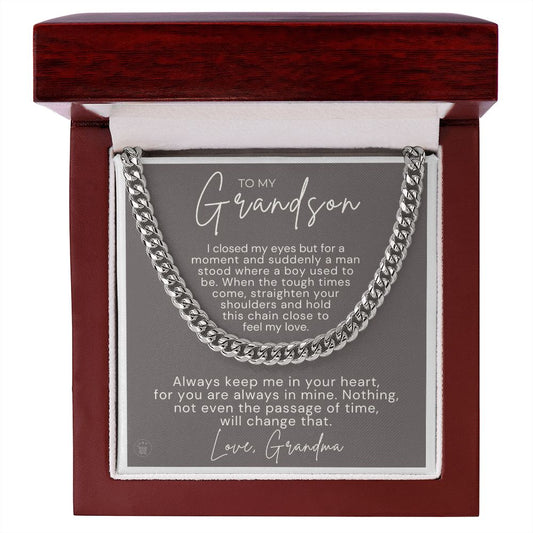 Grandson Gift from Grandma | In Your Heart Cuban Link Chain 0612T12