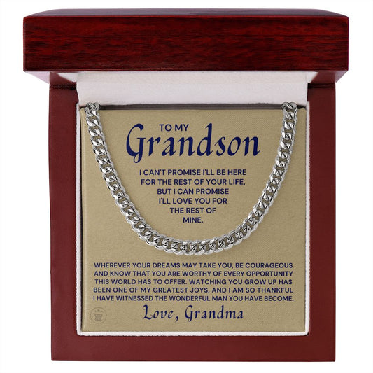 Grandson Gift from Grandma | In Your Heart Cuban Link Chain 0612T9