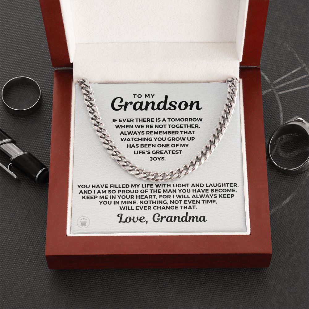 Grandson Gift from Grandma | In Your Heart Cuban Link Chain 0618T1