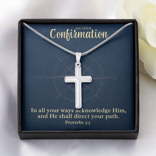 Confirmation Gift For Boy | Your Path Cross Necklace 0797T2SSCN