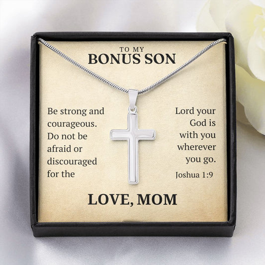 Christian Gift For Him - Bonus Son | Be Strong Cross Necklace 0826T3SSCN