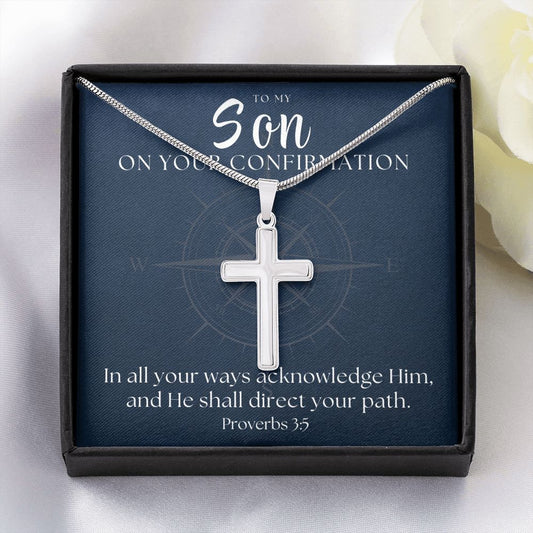 Confirmation Gift For Boy | Your Path Cross Necklace 0799SSCN