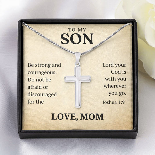 Christian Gift For Him - Son | Be Strong Cross Necklace 0804T3SSCN