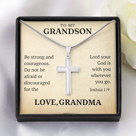 Christian Gift For Him - Grandson | Be Strong Cross Necklace 0805T3SSCN