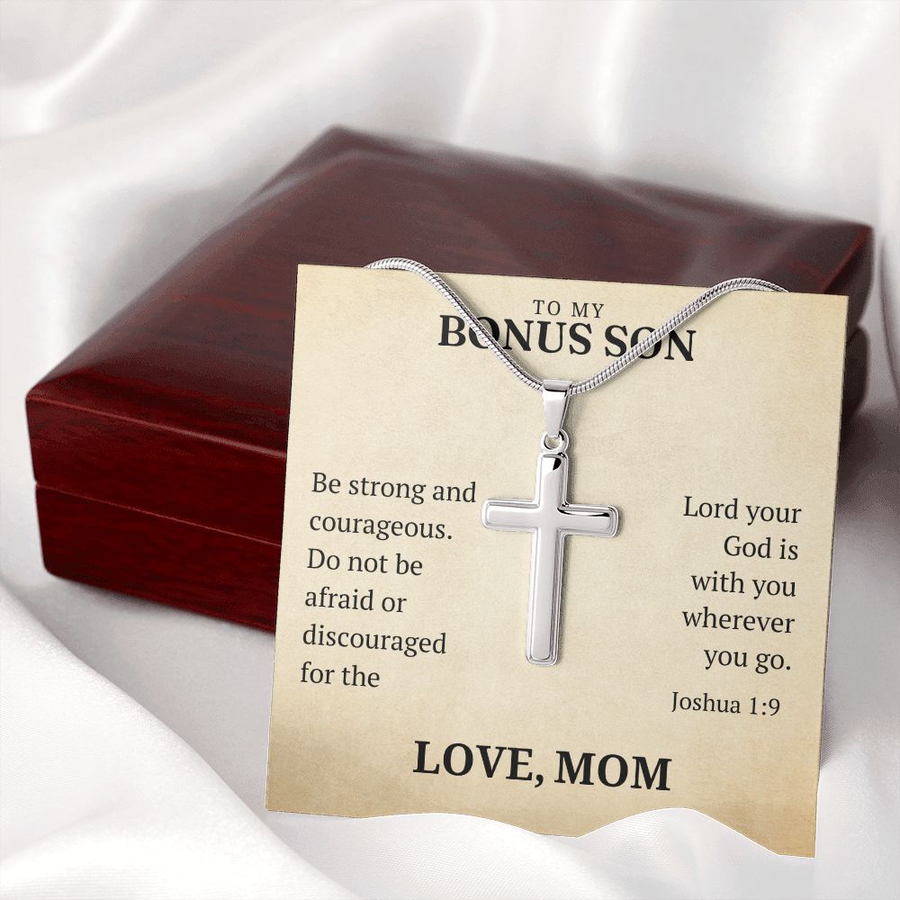 Christian Gift For Him - Bonus Son | Be Strong Cross Necklace 0826T3SSCN