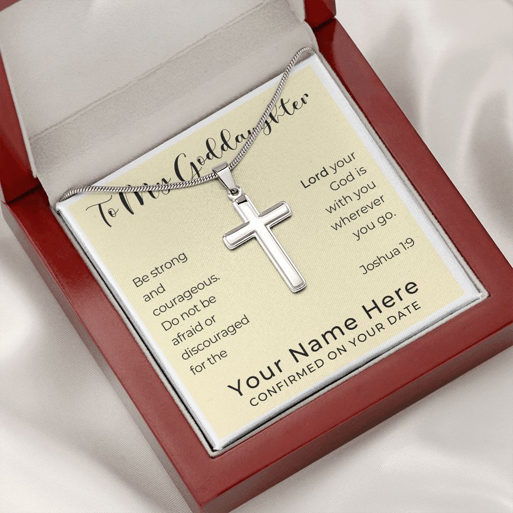 Personalized Confirmation Gift for Girl - Goddaughter | Cross Stainless Steel Necklace 0822T2SSCN