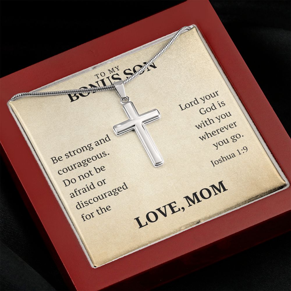 Christian Gift For Him - Bonus Son | Be Strong Cross Necklace 0826T3SSCN