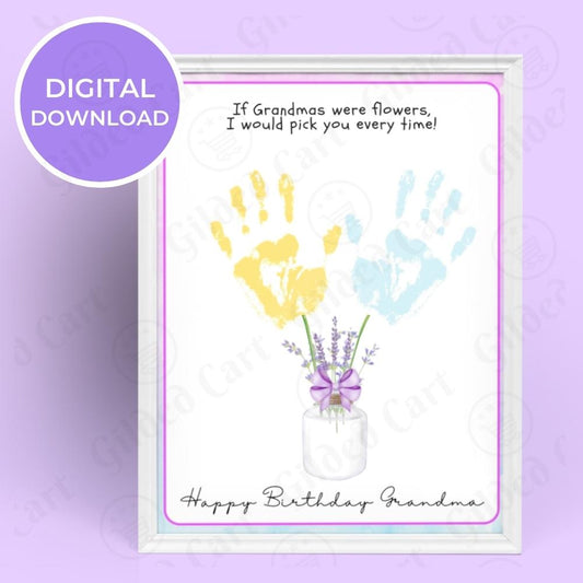 Printable Handprint Art | Birthday Digital Download Gift for Grandma 06