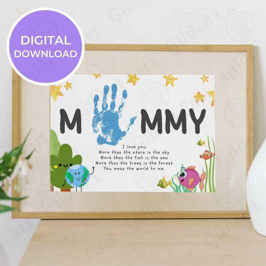 Printable Handprint Art | Mother's Day Birthday Digital Download Gift for Mommy 015