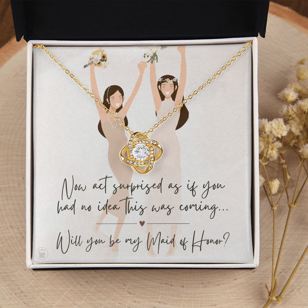 Will You Be My Maid Of Honor White Gold Necklace Gift 0852LT6