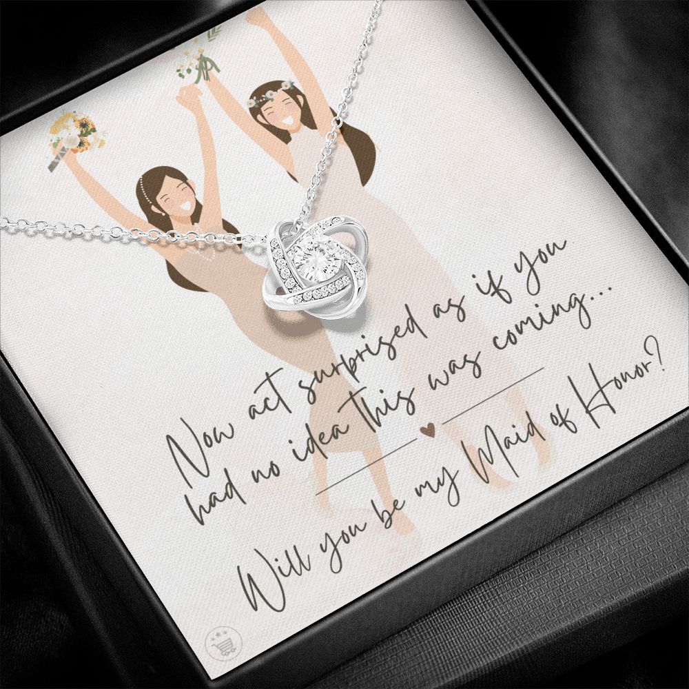 Will You Be My Maid Of Honor White Gold Necklace Gift 0852LT6