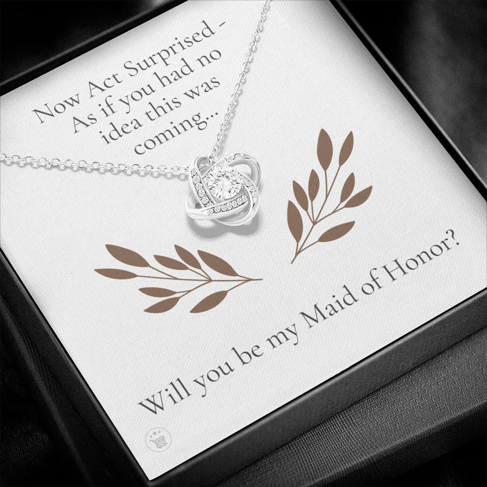 Will You Be My Maid Of Honor White Gold Necklace Gift 0852LT3