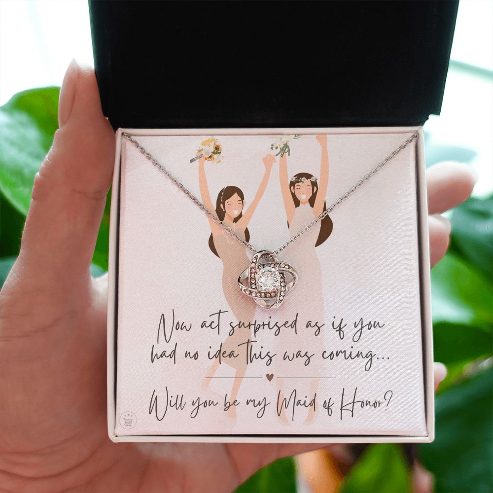 Will You Be My Maid Of Honor White Gold Necklace Gift 0852LT6