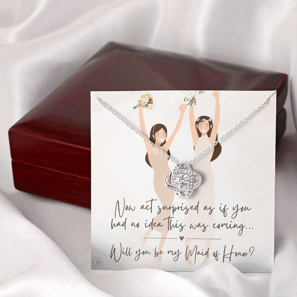 Will You Be My Maid Of Honor White Gold Necklace Gift 0852LT6