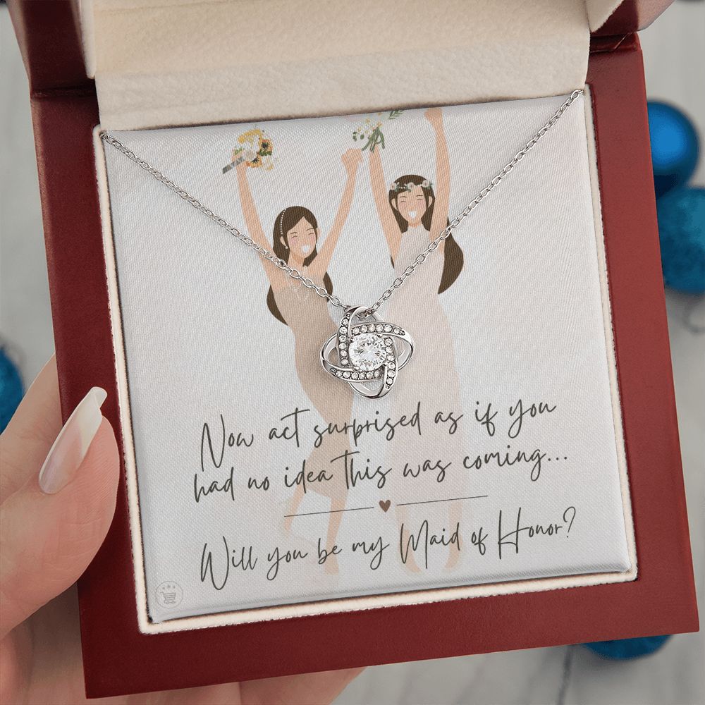 Will You Be My Maid Of Honor White Gold Necklace Gift 0852LT6