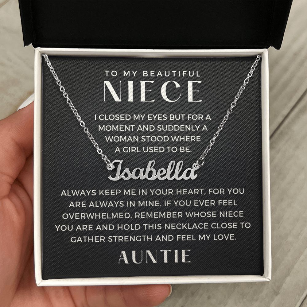 Personalized Niece Gift From Aunt | In My Heart Name Necklace  0631NNT8