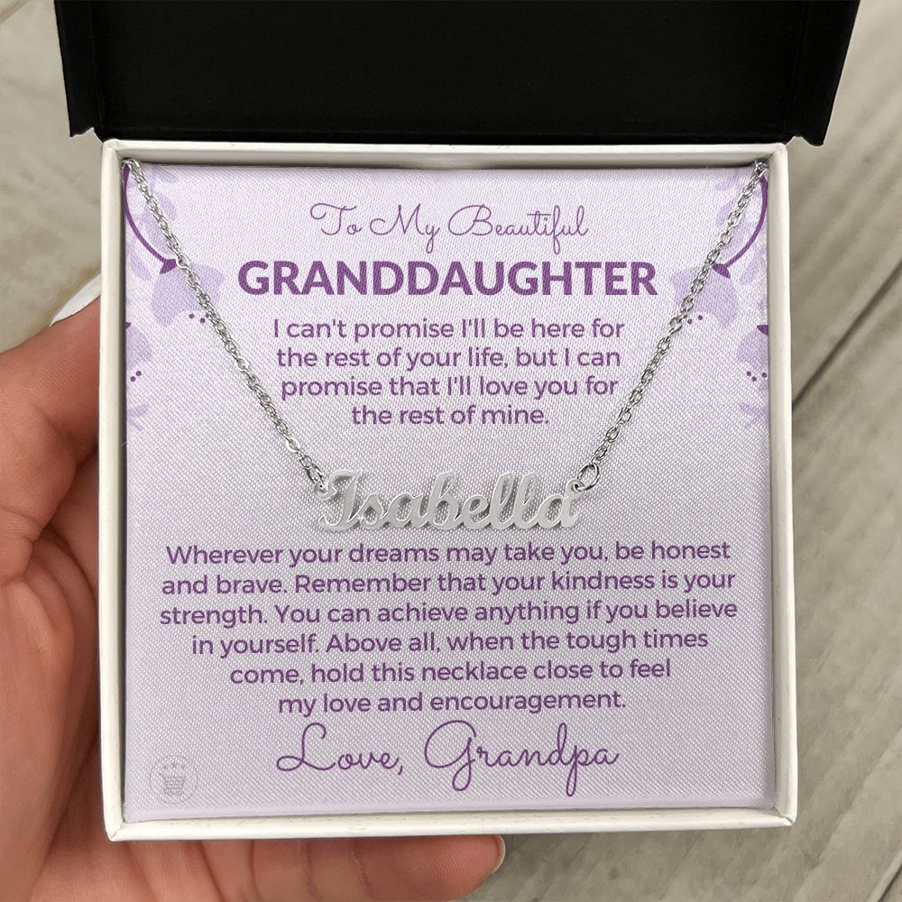 Personalized Granddaughter Gift From Grandpa  | My Promise Name Necklace 0690NNT7