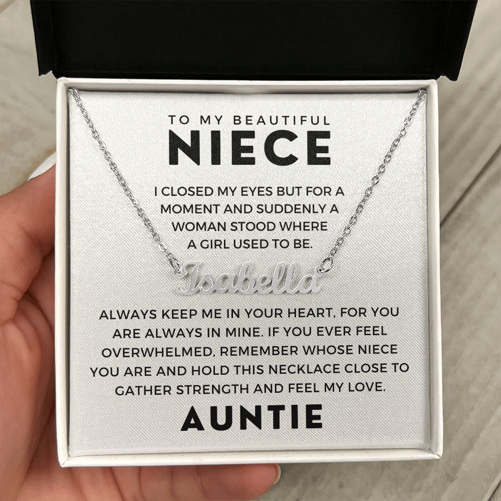 Personalized Niece Gift From Aunt | In My Heart Name Necklace  0631NNT9